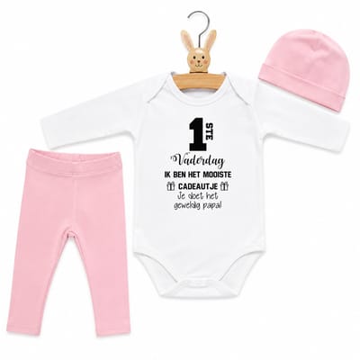 romper set papa meisje baby met tekst roze eerste vaderdag ik ben het mooiste cadeautje je doet het geweldig papa 50-56