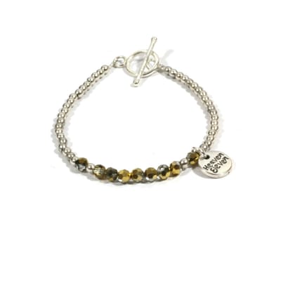 Heaven Eleven - dames armband - Ibiza - Edelstaal RVS kralen 4mm - gold glas - 18cm