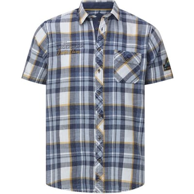 Jan Vanderstorm herren Overhemd Met Korte Mouwen - 51/52 - blauw - Plus Size