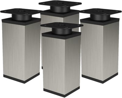 Verstelbare Metalen Meubelpoten Zwart - Set van 4 - Hoogte aanpasbaar voor Tafel of Kast