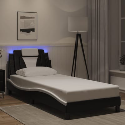 vidaXL - Bedframe - "Viana" - met - LED - zonder - matras - zwart - en - wit - 90x200 - cm