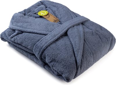 ARTG® Robezz - Badjas Sjaalkraag - 100% Badstof Katoen - Spijkerstof Blauw - Jeans Blue - Maat S/M