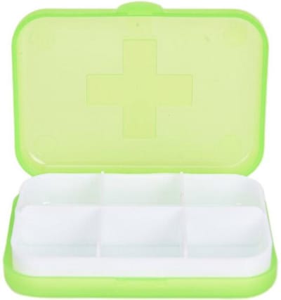 Cabantis Mini Pillendoosje 6 Vakjes - Mini-Pillen Organizer - Mini-Medicijn Doosje - 8,8x6,5x2cm - Groen