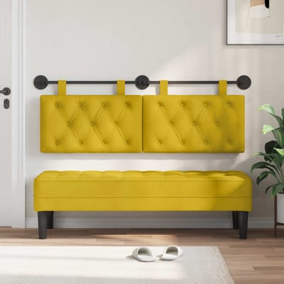 vidaXL - Hangend - hoofdbord - Geel - Fluweel
