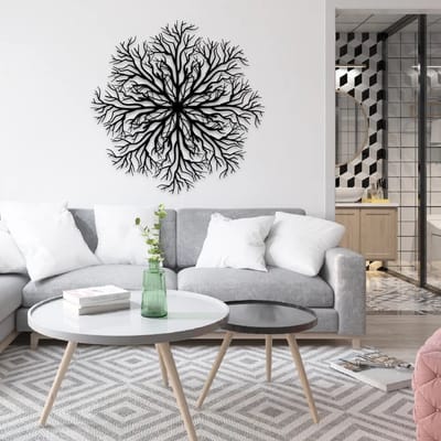 Metalen Wanddecoratie Tree of Life – 3D Wandkunst – Wit – 70 x 70 cm