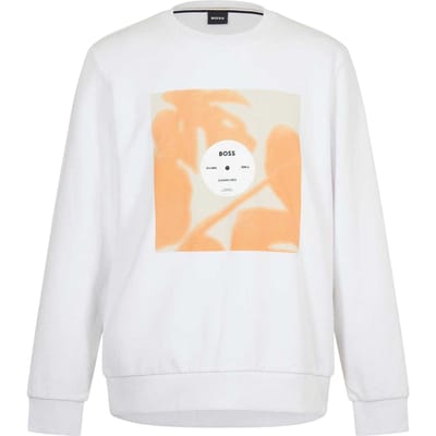 Boss Soleri 88 geribbeld sweatshirt met ronde hals voor heren (Wit)