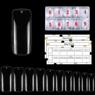 Goodbitz® - Nageltips - Square - 500 stuks - Square lang - Nailtips - Nepnagels - Kunstnagels - Plaknagels - Nagel tips transparant - Full cover Nailtips - Full cover nageltips - Nageltips 500 stuks - Nagel tips acryl - Nagel tips