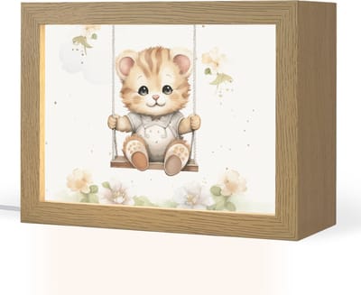 Nachtlampje 20x15 cm - Kinder lampje - Poes - Baby - Dier - Kinderen - Tafellamp kinderkamer - Slaapkamer lamp - Bedlamp kinderen - Kinderlampje stopcontact - Wandlamp babykamer - Nachtlampjes