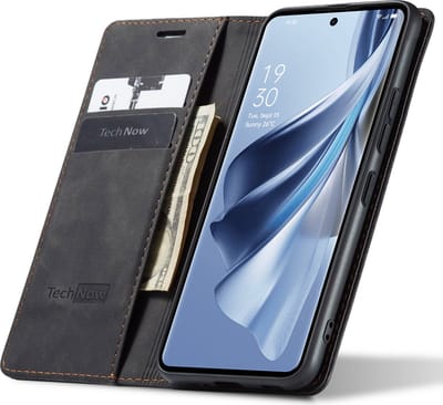 Hoesje geschikt voor Oppo Reno 10 / 10 Pro - Book Case Leer Slimline Zwart