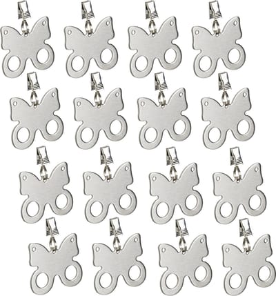 tafelkleed gewichtjes - set van 16 - vlinder - rvs - zilver