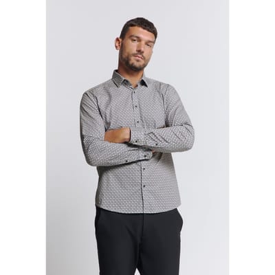 No Excess Shirt Stretch Allover Printed Blueberry Size: XXL | Casual Shirts Outlet | Heren | Blauw