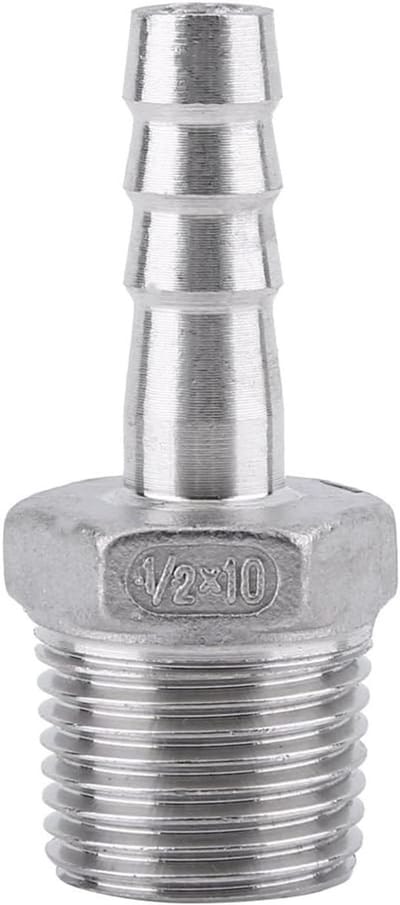 Duurzame RVS Buiskoppeling met Mannelijke Draad, 1/2" x 10mm, Geschikt voor Slangen en Hydraulische Toepassingen