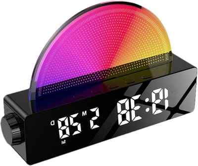 Zonlicht Wekker - Slimme Wekker - Rustig Ontwaken - Zonsopgang Simulatie - 10 Kleuren - Zwart Spiegel
