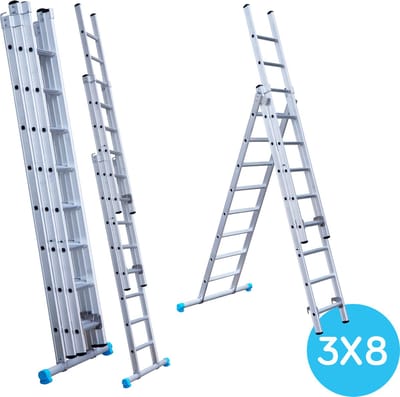 Eurostairs 3-delige Rechte Reformladder - 3x8 Sporten