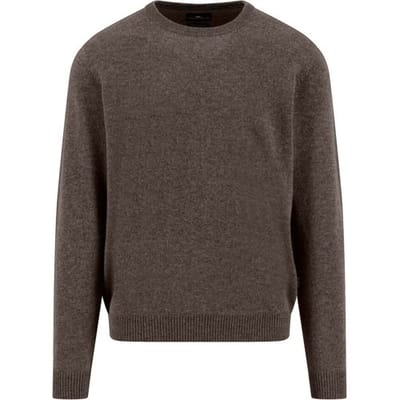 Fynch-Hatton Trui O-Neck Solid Color Cashmere Dark Chocolate / male