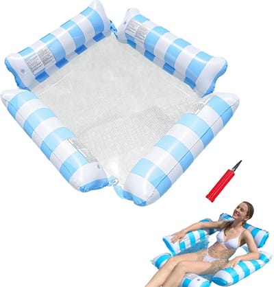 Drijvende stoel - Opblaasbare loungestoel - Drijvende waterloungestoel - Opblaasbare zwembadstoel - Zwembadhangmat - 122x122cm - Geschikt voor zwembadfeestjes en vakanties - Blauw