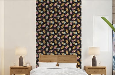 Behang - Fotobehang Patronen - Baard - Gezicht - Jongens - Kinderen - Kids - Breedte 120 cm x hoogte 240 cm