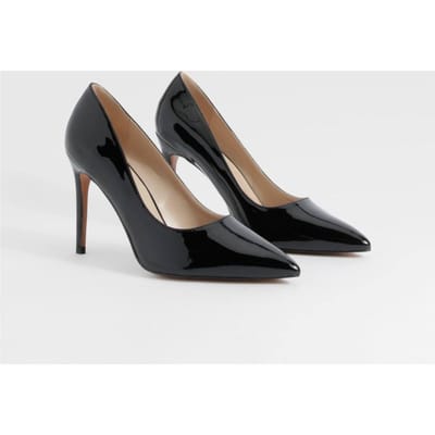 boohoo Dames Wide Fit Puntige Teen Stiletto Court Hakken | Zwart | Maat: 37