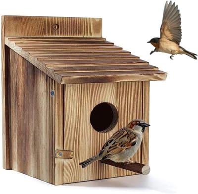Houten Vogelhuisje voor Buiten - Weerbestendig Nest met Ingangsgat voor Vogels, Perfect voor Tuin en Balkon