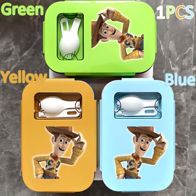 Lunchbox 1000ML Toy Story Bento Lunchbox Voedseldoos Blauw Ingepakte Doos Sheriff Woody Pride Buzz Lightyear Kinderen Gttf Yellow 1PCS