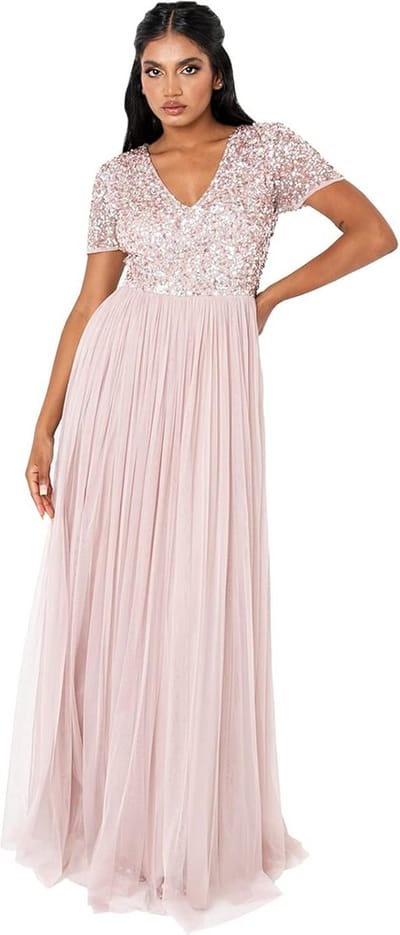 Chique Plus Size Avondjurk voor Dames - Empire Taille en Pailletten voor Bruiloft of Feest