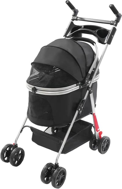 Huisdierwagen - Dierenbuggy - Reizen met dier - Opvouwbaar afneembaar - 60 x 33 cm - Zwart