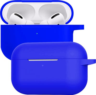 Case - Geschikt voor Apple AirPods Pro 2 - Siliconen Hoes met Clip - Silicone Hoesje Cover - Blauw