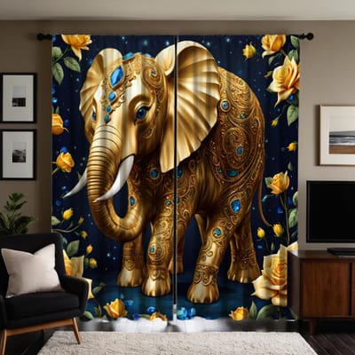 2 stuks HD Zuidoost-Azië koperen afbeelding decoratie Roos decoratief gordijn Goud koord digitaal bedrukt gordijn Woningdecoratie stijl W52H63inchW132H160cm brown