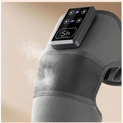 Slimme Oplaadbare Kniemassager met Warmte & Vibratie – Verstelbare Therapie Wikkel voor Gewrichtscomfort & Spierontspanning gray