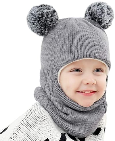 QTTVBTNA - 1 Stuk Winter Muts en Sjaal Set voor Baby's - Unisex Kinderen Hoofddeksel - Zachte Warme Winteraccessoires voor Peuters en Kleuters - Jongens en Meisjes Winterkleding
