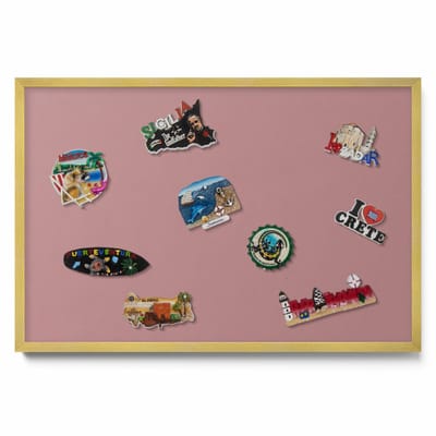Tulup Magneetbord met Gouden Frame - Roze Magnetisch Bord in Verschillende Kleuren - 60 cm x 40 cm - Pastelroze kleur - Magnetisch Bord voor Thuis en Kantoor - Magneetbord voor Herinneringen - Magnetisch Bord voor Magneten