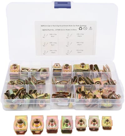 Dailygoods- Moer Clip Set 60 Stuks - Hoge Elasticiteit - Roestbestendig - M4/M5/M6/M8 - Auto/Motorfiets - Hoge Sterkte - Moerklem