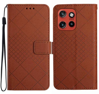 Coverup Hoesje - Geschikt voor Motorola Edge 60 Neo Hoesje - Coverup Rhombus Book Case - Bruin