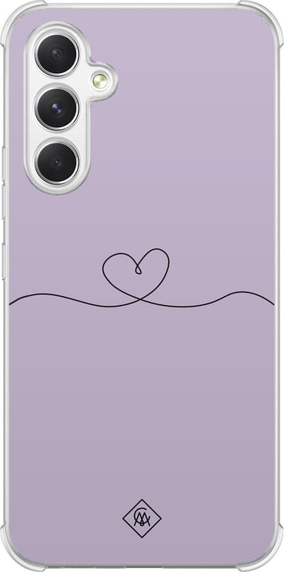 Casimoda® hoesje - Geschikt voor Samsung Galaxy A15 - Hart Lila - Shockproof case - Extra sterk - TPU/polycarbonaat - Paars, Transparant