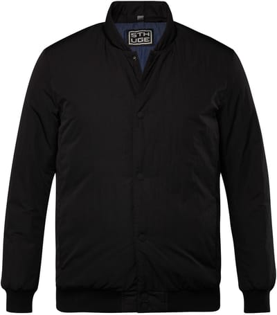 STHUGE - Heren - Bomberjack doorgestikte jas opstaande kraag gerecycled - Zwart - Maat 3XL
