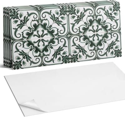 Coloray Plaktegels - Plantenpatroon in vierkanten Wandtegel Zelfklevend - 60 cm x 30 cm - Groente Plaktegels - 6 stuks - Rechthoek PVC Tegels - Plaktegels Keuken - Zelfklevende Vloertegels Badkamer - Vinyl Tegels Zelfklevend - Zelfklevende Wandtegels