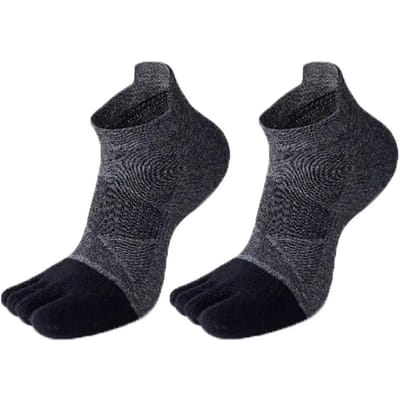 Winter Katoen Korte Vijf Teen Sokken Vijf Vinger Voetbalsokken Ademende Sport Mannen Voetbal Antislip Running Enkelsokken zwart