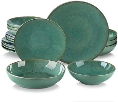 Serviesset - 4 Personen - Servies Set 16 Stuks - Servies Borden - Aardewerk - Groen
