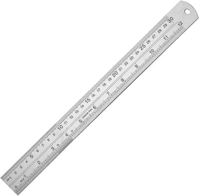Metalen liniaal 30 cm / 12 inch - Roestvrij Staal - Metrische en Inch Metingen - Strijker voor Tekenen en Meten