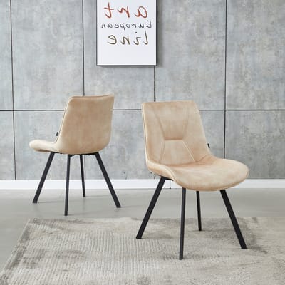 Colenis® - Zera Eetkamerstoel - Set Van 2 - Beige - Adoré Velvet