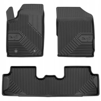 No.77 Premium Rubberen Mattenset - Geschikt voor Citroen Berlingo I (1996-2010) - 3-delig (Achterzijde uit één stuk) - TPE - Zwart - FROGUM