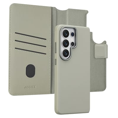Accezz Hoesje - Geschikt voor Samsung Galaxy S26 Ultra - Leather Bookcase 2-in-1 met Magnetische Ring - Light Grey