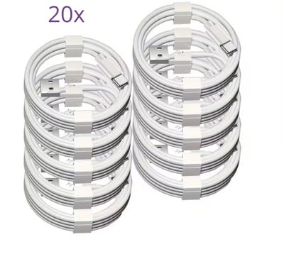 Viewr - USB-A naar USB-C kabel - 20 Stuks - 1 Meter - Oplader Kabel - Snel Lader