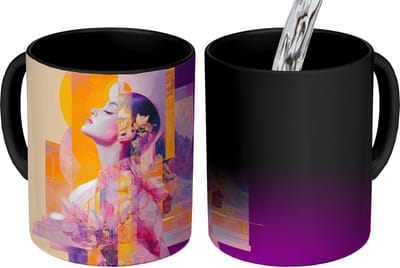 Magische Mok - Foto op Warmte Mokken - Koffiemok - Abstract - Portret - Vrouw - Kleurrijk - Magic Mok - Beker - 350 ML - Theemok