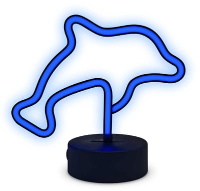 PartyFunLights - LED Neon Dolphin Lamp - dolfijn - blauw - op USB én batterijen