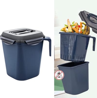 Celexqua GFT Afvalbakje 5L – Compostbak voor Keuken – Met Zeef & Luchtdichte Deksel – Prullenbak voor Afvalscheiding