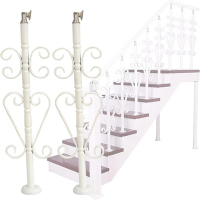 Trappenbalusters Roestvrij Staal - Leuning Ondersteuning - Veiligheid Verhoging - Bloem Design Mat Wit - 86 cm Hoog - Wit