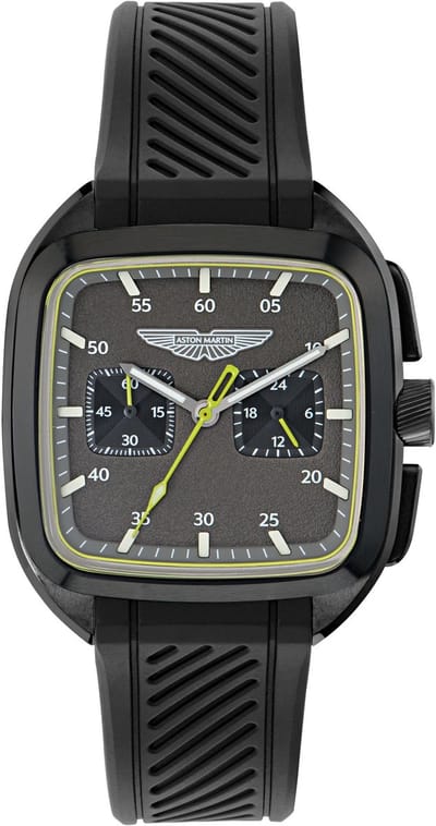 Aston Martin Ult Quartz Analoog Horloge Zwart Kast Gemaakt Van 100% Roestvrij Staal En Een Armband Van 100% Siliconen 40.5 mm MTIU1S6033E, MTIU1S6053E