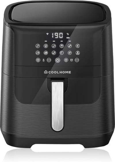 Airfryer - Zwart - 6,5 Liter - Heteluchtfriteuse met Keramische Coating - Voor Gezinnen