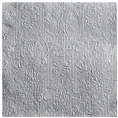 Servetten Luxe - 15x stuks - 40 x 40 cm - zilver - barok patroon - 3 laags